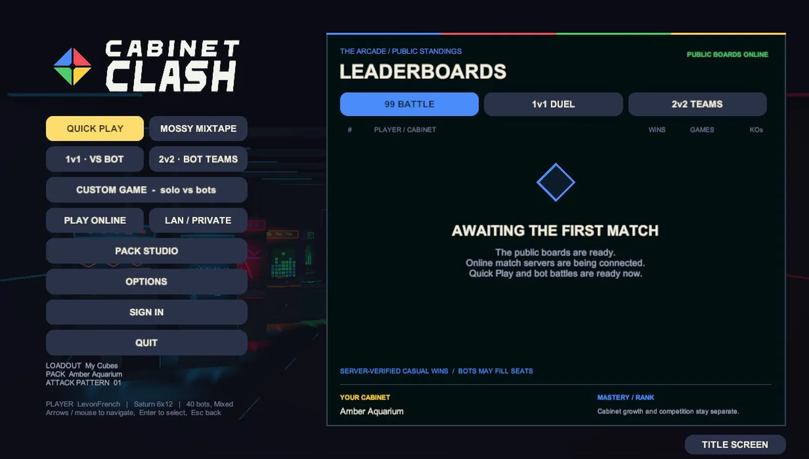 Cabinet Clash: Main Menu & Leaderboards