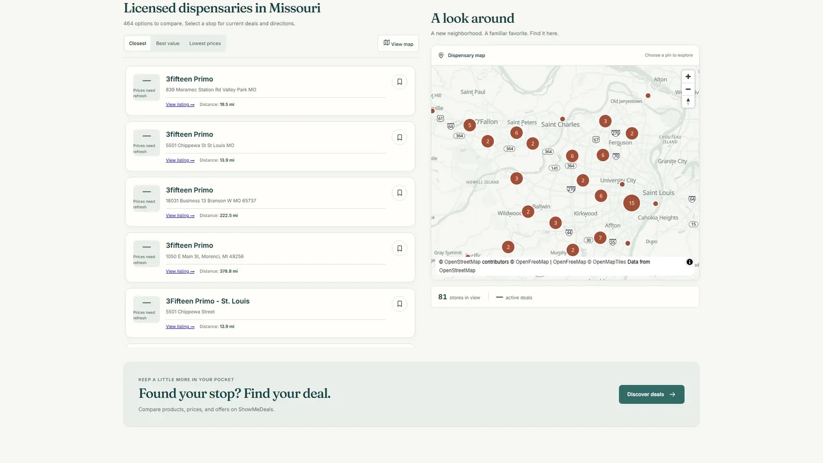 Dispensary Directory: St. Louis area map