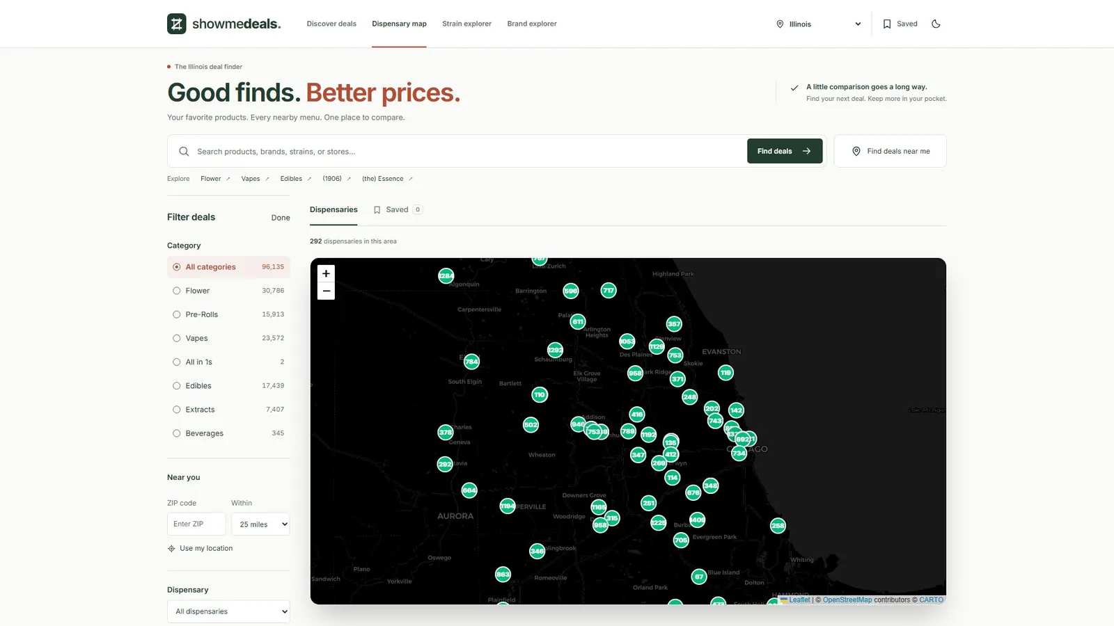 ShowMeDeals: Illinois map